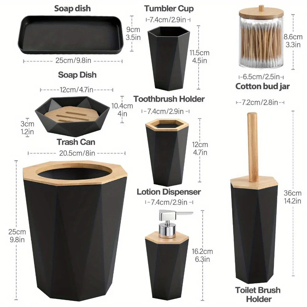 S Bathroom Accessory Sets - Includes Toothbrush Holder, Cup, Soap Dispenser, Dish, Swab Box, Lotion... - House Of Avana