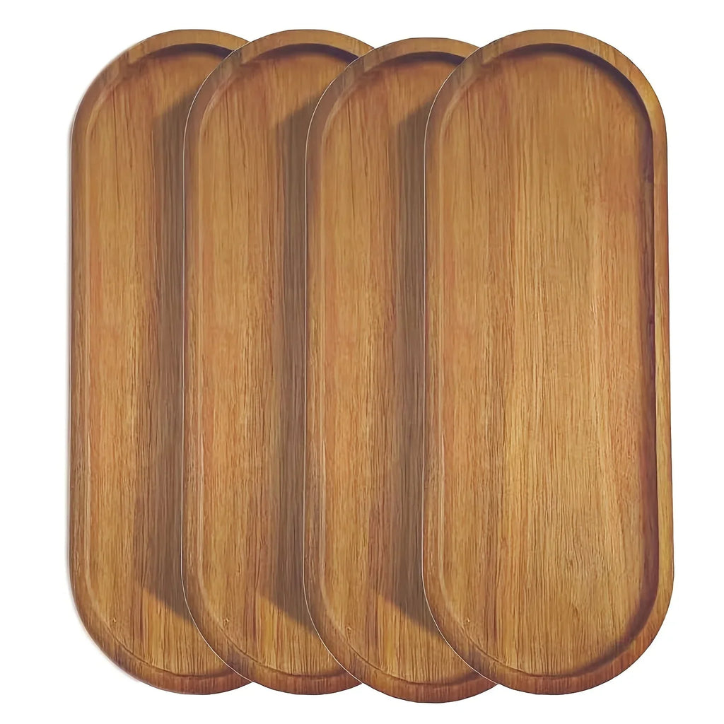 [8pcs Wood Serving Trays] 8pcs Oval Wooden Plates Wood Serving Trays | 10 And 12 Inch Charcuterie Boards Wood Serving Platter Cheese Dinner Plates | Bulk For Dessert Snack Bread Fruit Appetizer Dishes - House Of Avana