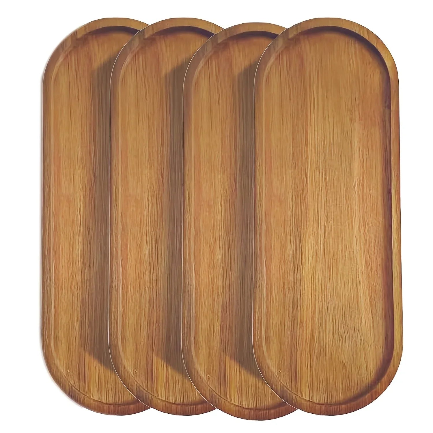 [8pcs Wood Serving Trays] 8pcs Oval Wooden Plates Wood Serving Trays | 10 And 12 Inch Charcuterie Boards Wood Serving Platter Cheese Dinner Plates | Bulk For Dessert Snack Bread Fruit Appetizer Dishes - House Of Avana