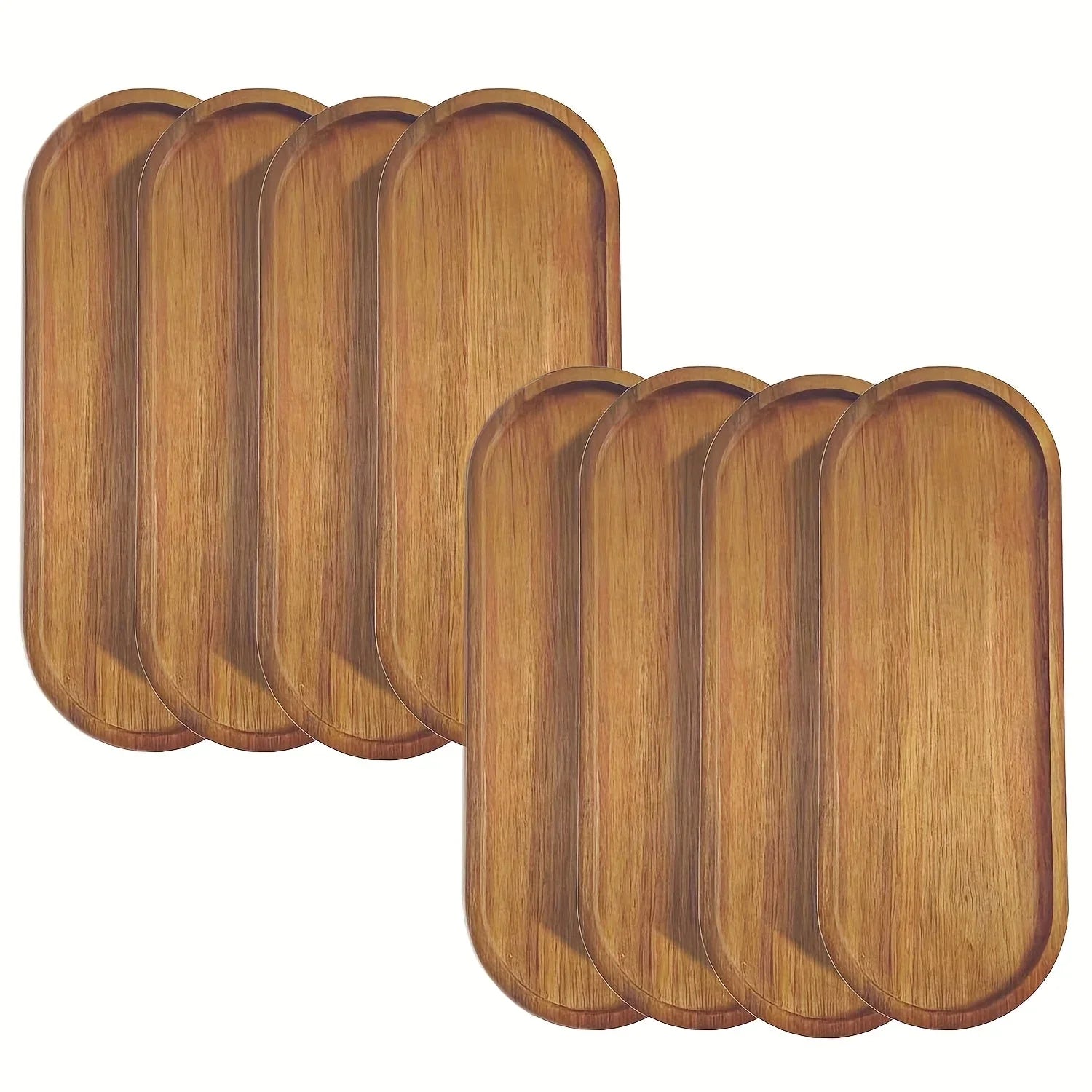 [8pcs Wood Serving Trays] 8pcs Oval Wooden Plates Wood Serving Trays | 10 And 12 Inch Charcuterie Boards Wood Serving Platter Cheese Dinner Plates | Bulk For Dessert Snack Bread Fruit Appetizer Dishes - House Of Avana