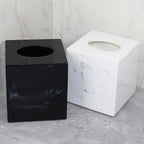 Resin Marble Pattern Tissue Box, Suitable for Hand Towels, Toilet Paper Rolls, etc., Can Be Placed in Bathroom, Living Room, Vanity Square Tissue Holder, Black Imitation Marble, White Imitation Marble House Of Avana