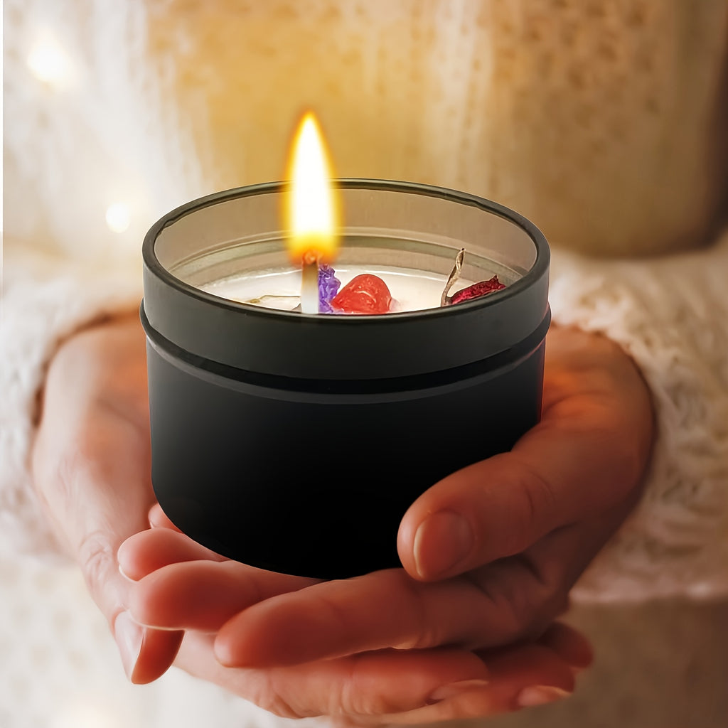 1pc FAMILY SHIP Long Burning Soy Candle - Elegant Black Metal Jar, Natural Soy Wax Candle with Rose, Vanilla, Lavender, Coconut, Bluebell Scents - 8-12 Hour Burn Time for Home Decor, Wedding, Christmas, Birthday Gifts - Candl House Of Avana