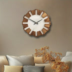 [Artistic Wooden Wall Clock] Artistic Silent Decorative Wooden Round Wall Clock | Battery Operated, Vintage Home Decor for Kitchen, Living Room, Bedroom, Office - 14, 16, 18 Inch House Of Avana