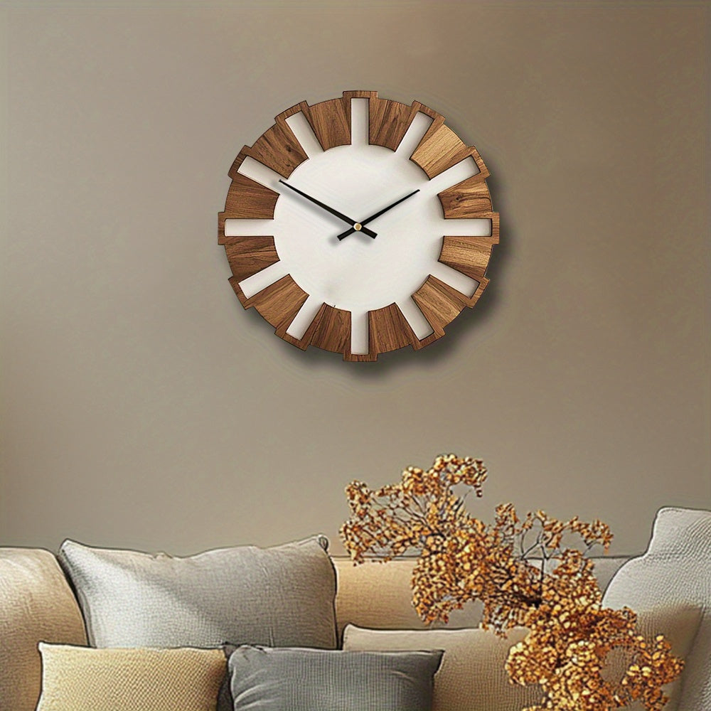 [Artistic Wooden Wall Clock] Artistic Silent Decorative Wooden Round Wall Clock | Battery Operated, Vintage Home Decor for Kitchen, Living Room, Bedroom, Office - 14, 16, 18 Inch House Of Avana