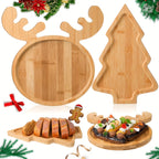 1 Set Christmas Plates, 2pcs Christmas Charcuterie Boards, Christmas Tree and Reindeer Shaped Trays, Party Plates, Wooden Snack Platters, Cute Gift, Christmas Tree Platter for Christmas Parties, Christmas, Party Gatherings House Of Avana