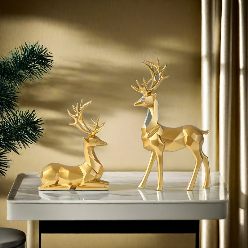 2pcs/set of reindeer, Christmas and New Year wedding small statue decoration, office desk, home decoration crafts, room decoration reindeer and TV cabinet creative reindeer accessories, perfect living room and warm decoration House Of Avana