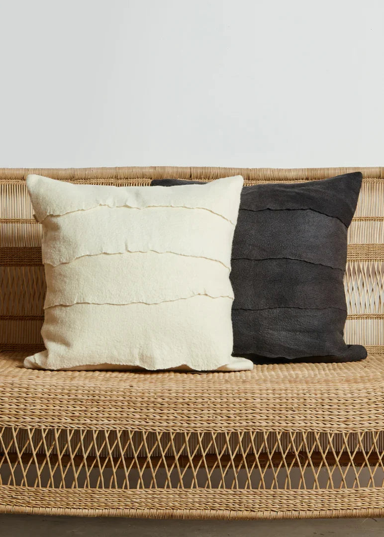Layered Hand-Felted Merino Wool Throw Pillow Kanju Interiors