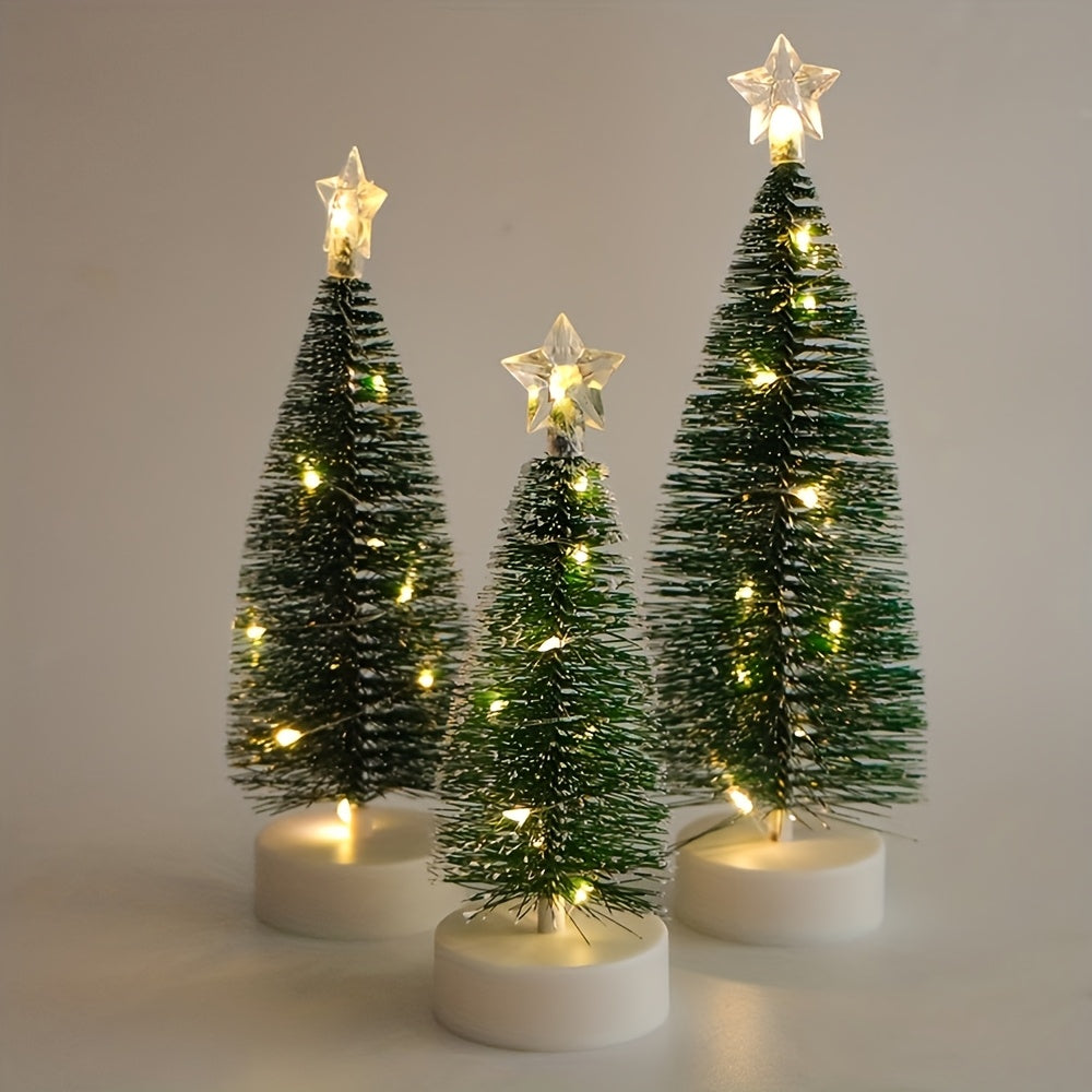 3pcs Christmas Tree, LED Copper Wire Light Tree, Christmas Holiday Decorations, Scenery Arrangement Accessories, Holiday Lighting, Small Ornaments for Indoor Home, Cedar House Of Avana