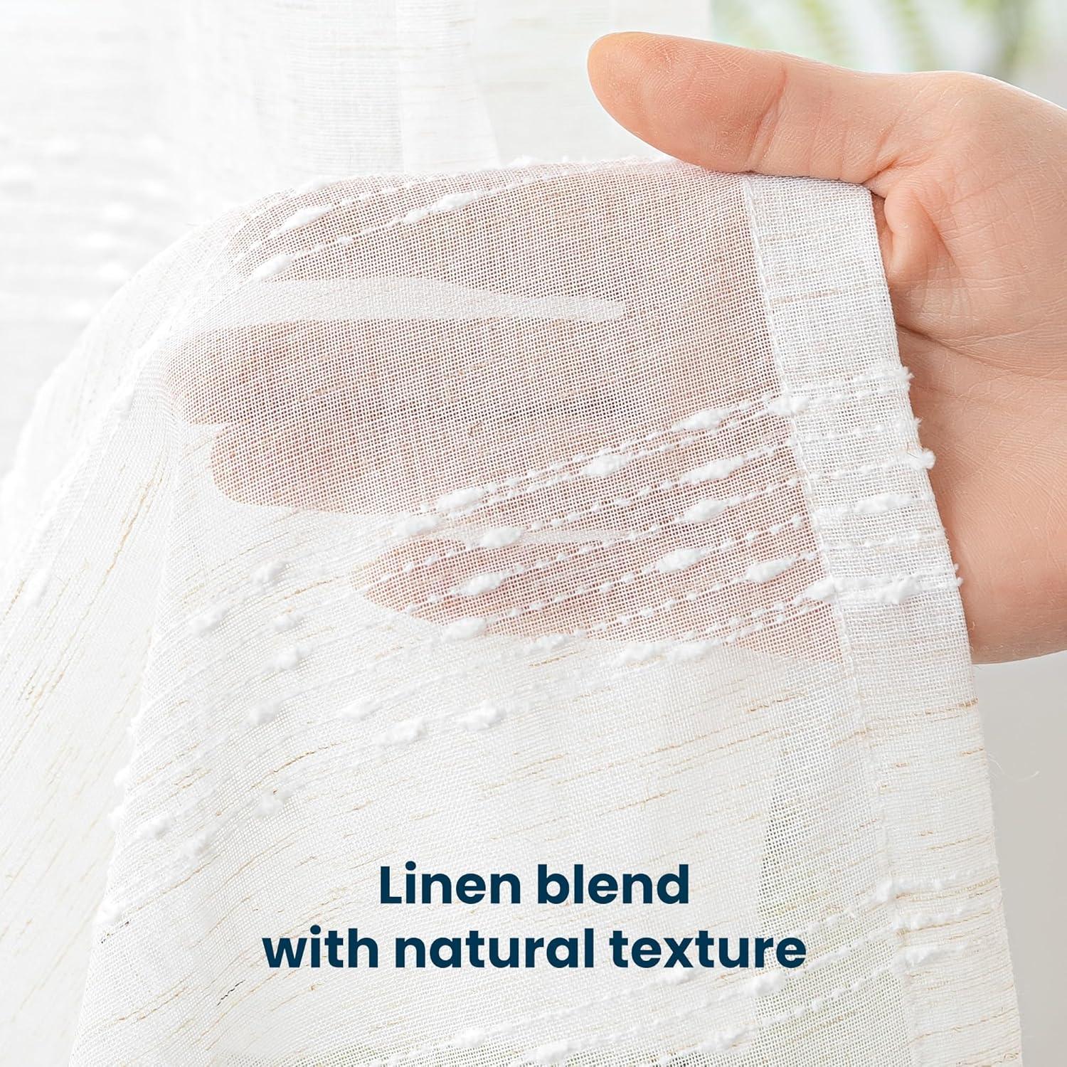 Farmhouse Semi Sheer Curtains 2 Panels Light Filtering Window Drapes with Rod Pocket Sleep Zone