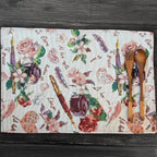 DaDa Bedding Set of 4-Pieces Sweet Love Notes Pink Floral Tapestry Dining Table Placemats 13” x 19”