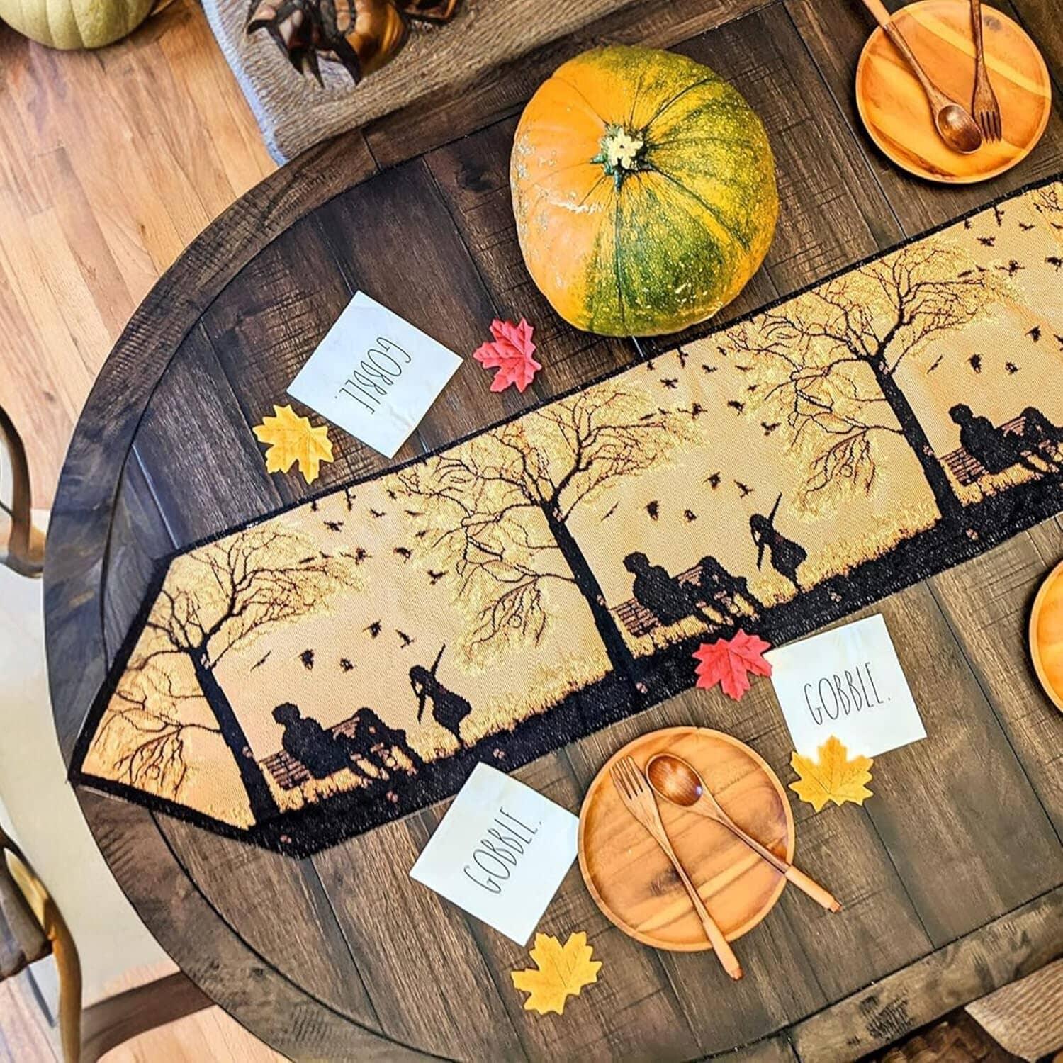 DaDalogy Autumn Birds Family Gathering Woven Tapestry Dining Table Runner (18198) DaDalogy Bedding Collection