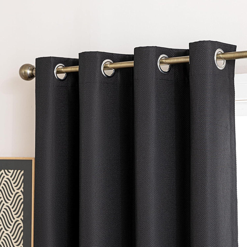 Blackout Curtains for Room Darkening Window Drapes with Rod Pocket 2 Panels Set-Black Sleep Zone