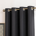 Blackout Curtains for Room Darkening Window Drapes with Rod Pocket 2 Panels Set-Black Sleep Zone