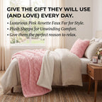 DaDa Bedding Luxury Blossom Pink Rose Buds Pink Sherpa Backside Faux Fur Throw Blanket (BL-171752)