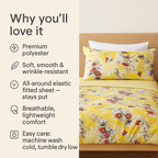 DaDa Bedding Sunshine Yellow Hummingbirds Floral Fitted & Flat Bed Sheets Set (JHW-925)