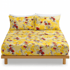 DaDa Bedding Sunshine Yellow Hummingbirds Floral Fitted & Flat Bed Sheets Set (JHW-925)