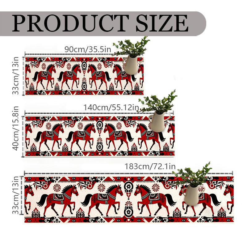 Table Runner - Horse Theme Red Black White