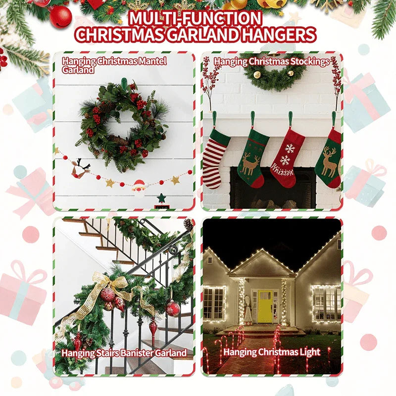 6/12/15pcs Christmas Wreath Hooks Set | Stretchable and Reusable Silicone Adhesive Hangers for Cloaks, Fireplace Stockings, and Wreath Hanging, No-Drill Invisible Installation, Strong Self-Adhesive, Durable Adhesive for Chris House Of Avana