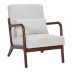 Mid-Century Modern Accent Chair, Arm Chair Living Room Chairs with Pillow Upholstered Reading Chair with Solid Wood Frame & Living Room Bedroom Balcony (beige) Streamdale Furniture
