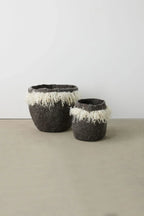 Grey Fringed Skirt Wool & Mohair Basket Kanju Interiors