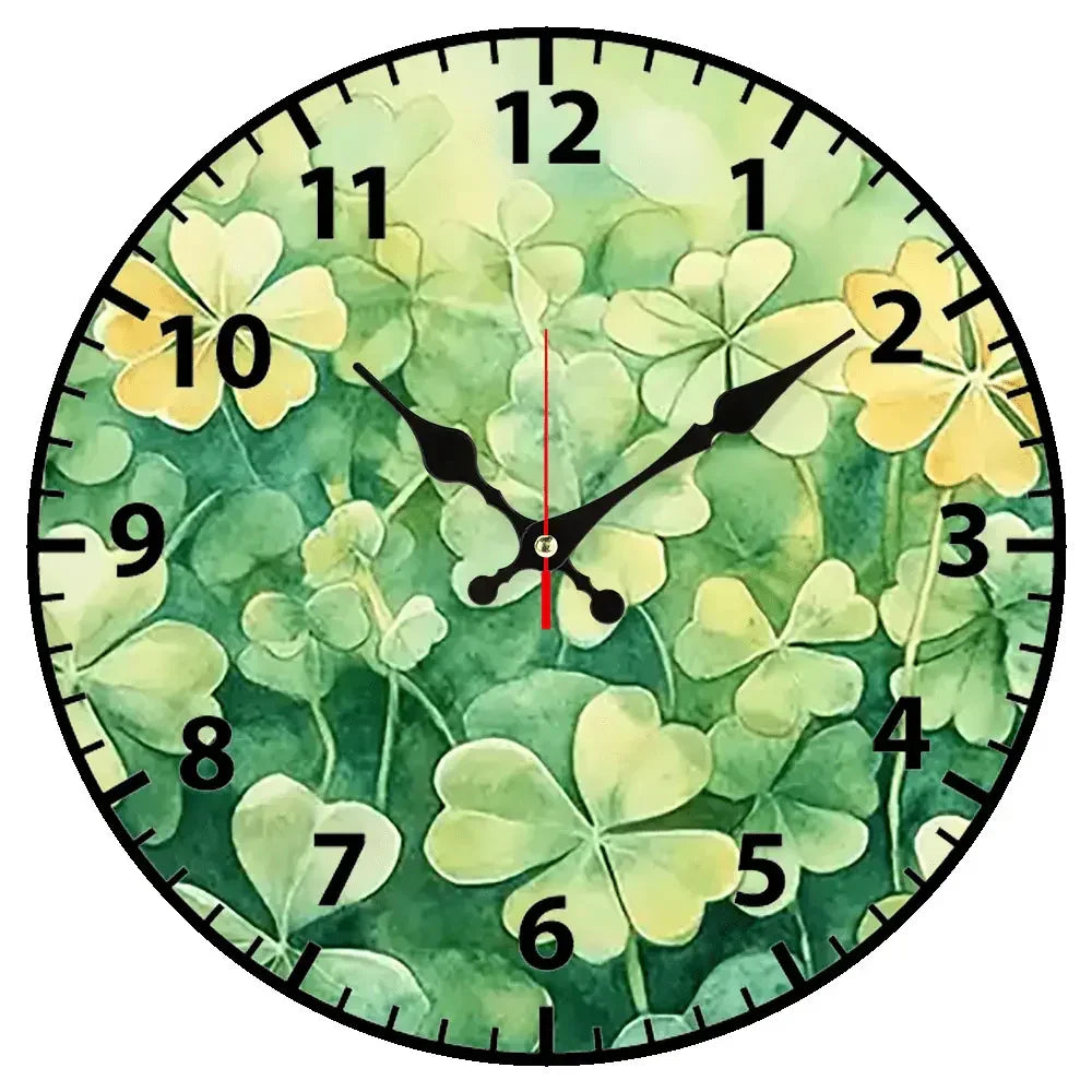 Wall Clock - Quartz Wooden Green 9.84-Inch