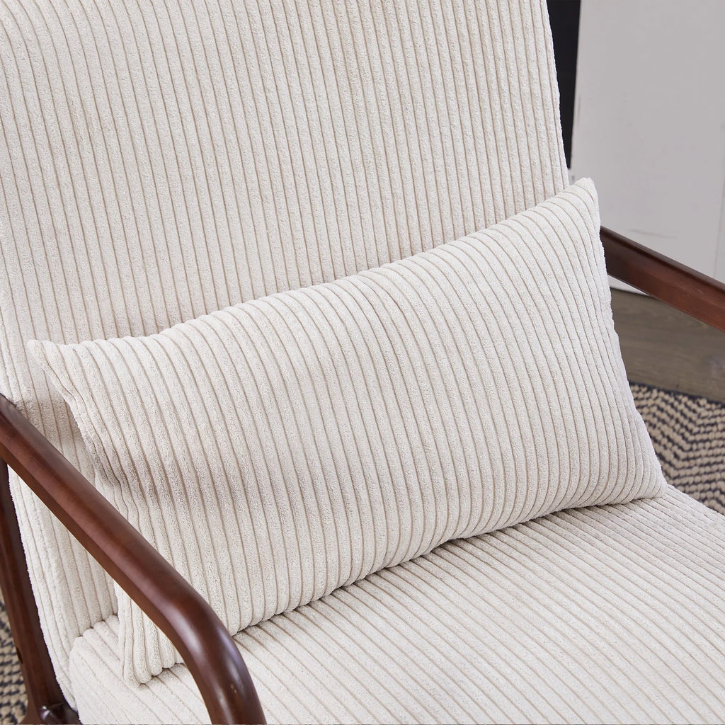 Mid-Century Modern Accent Chair, Arm Chair Living Room Chairs with Pillow Upholstered Reading Chair with Solid Wood Frame & Living Room Bedroom Balcony (beige) Streamdale Furniture