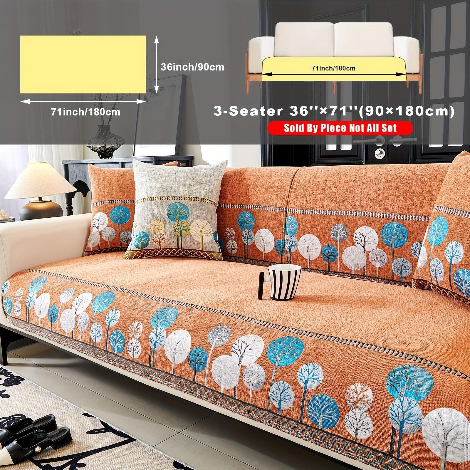 Pet Proof Couch Cover - Boho Chenille Sofa Cover with Tree Embroidery topspet