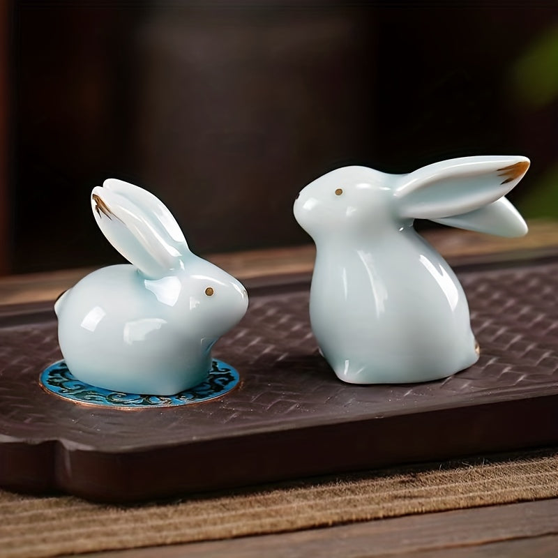 Bunny Figurine - Ceramic White Pair