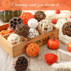 2 Pack Natural Rattan & Wicker Balls - Assorted Spherical Decorative Bowl Fillers for Home Centerpieces, Christmas Tabletop Decor, Living Room Accents, No Container Included, Christmas Decorations, Rustic Charm, Handcrafted L House Of Avana