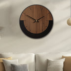 [Vintage Wooden Wall Clock] Vintage Rustic Wooden Round Wall Clock - Silent Battery Operated, 14/16/18 Inch, Black & Brown, Home Decor for Living Room, Bedroom, Office, Kitchen House Of Avana