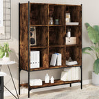 Bookcase Smoked Oak 102x30x141.5 cm Engineered Wood-for Living Room, Home Office, Dinning Room, Bookcase and Bookshelf for Living Room, Study, Office, Bedroom- Freestanding Shelving-Geometric Storage Organizer Bookcase with O House Of Avana