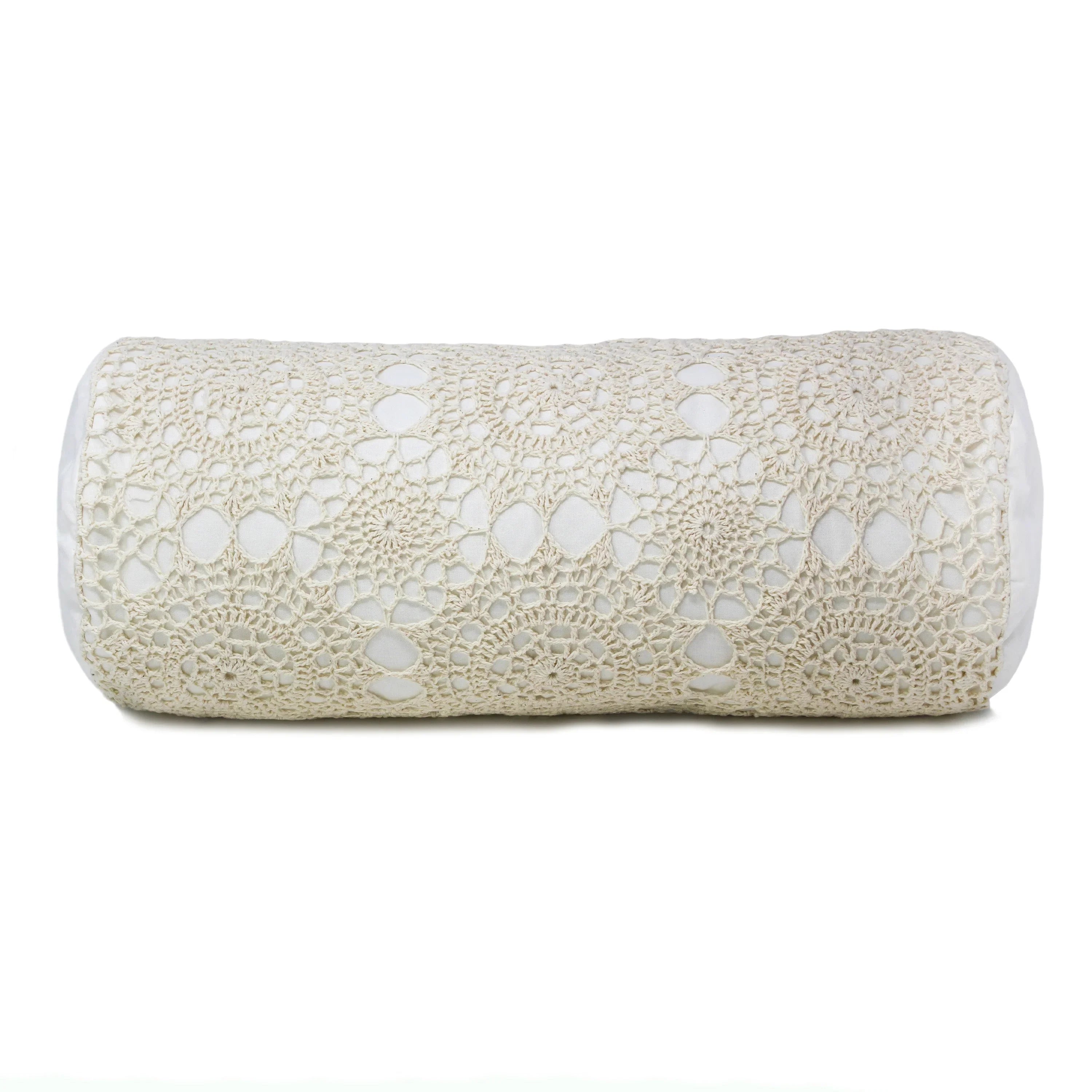 Hand Made Crochet Cotton Neckroll Pillow Mélange Home