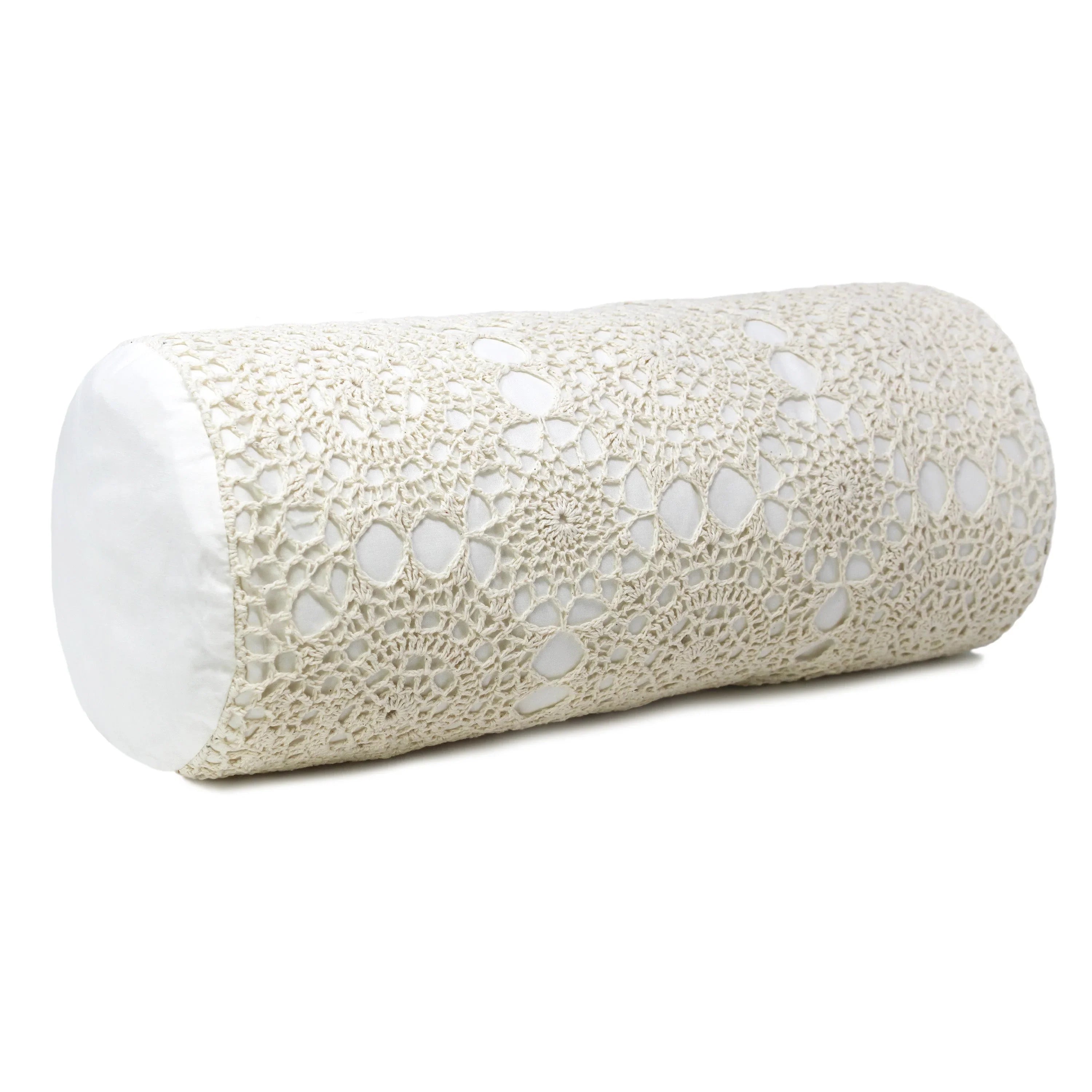 Hand Made Crochet Cotton Neckroll Pillow Mélange Home