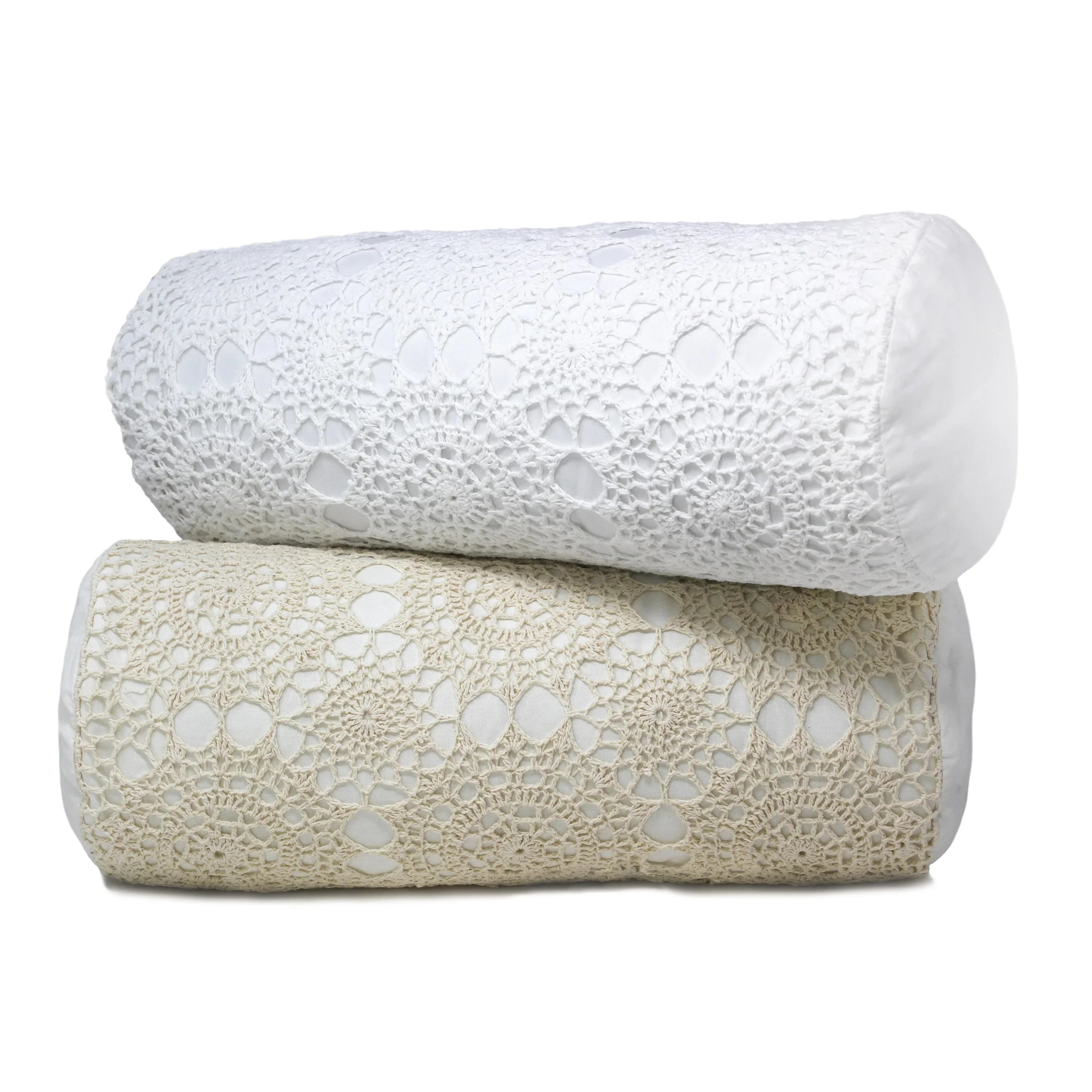 Hand Made Crochet Cotton Neckroll Pillow Mélange Home