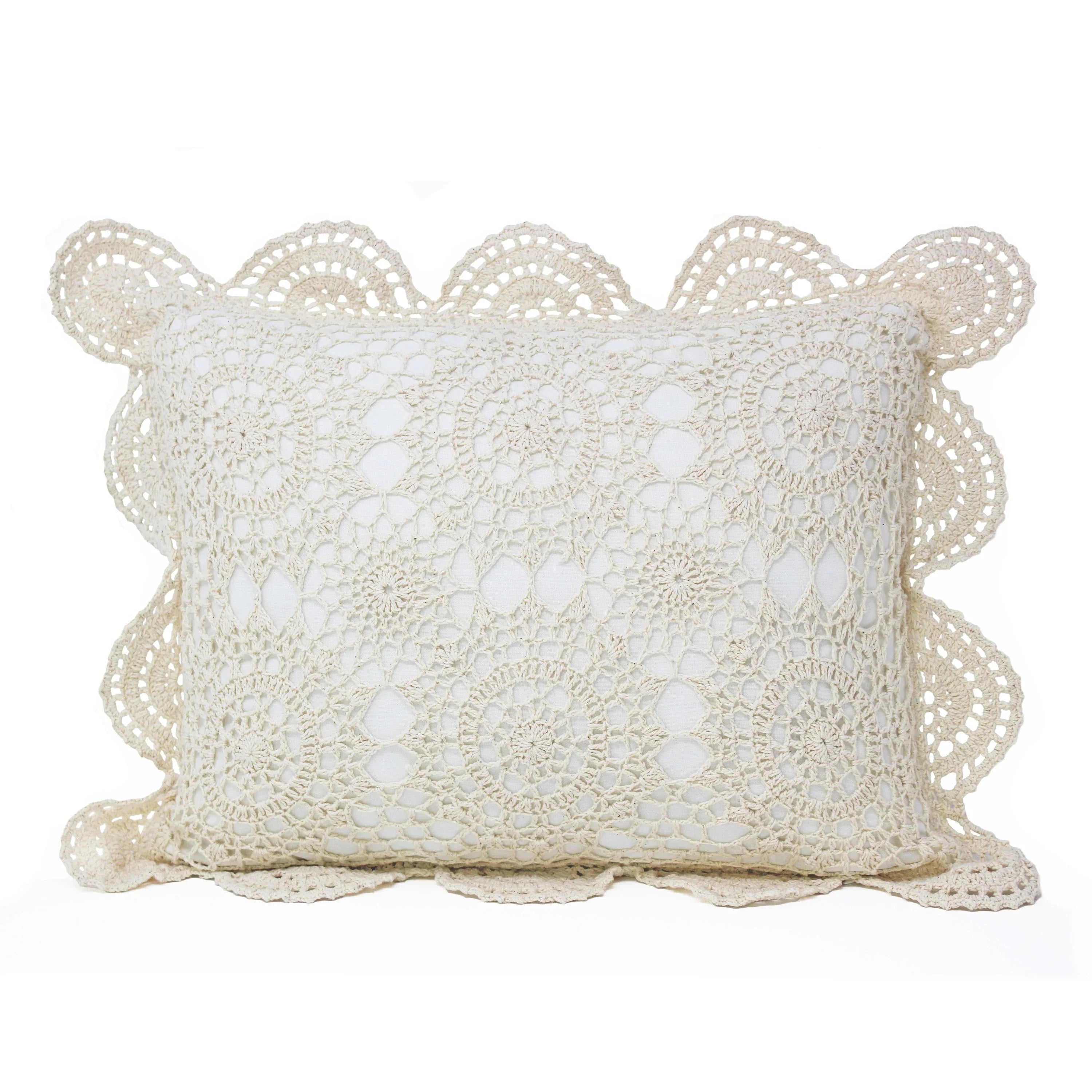 Hand Made Crochet Cotton Boudoir Pillow Mélange Home