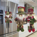 2-Pack Christmas Refrigerator Door Handle Covers, Vintage Plaid Fabric Santa & Snowman Kitchen Appliance Handle Covers, Polyester Non-Electric Festive Decor for Fridge, Microwave, Dishwasher - Universal Holiday Anniversary Pa House Of Avana