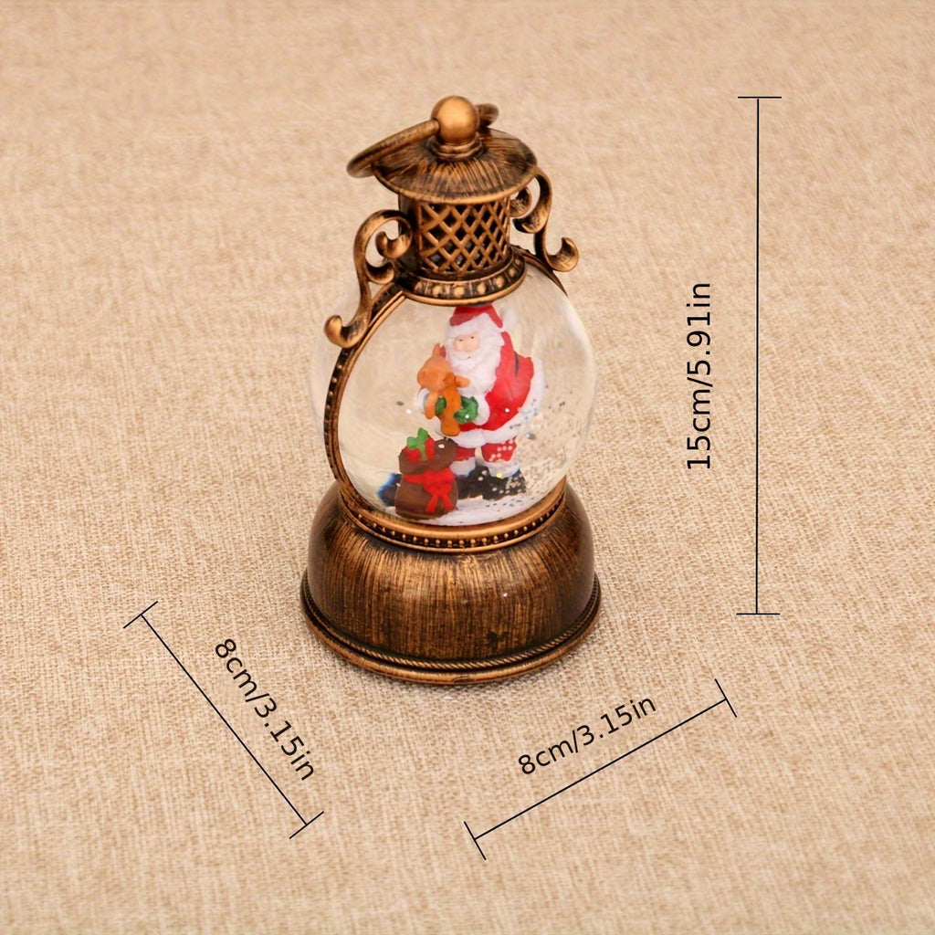 1pc Vintage-Style USB-Powered Glowing Snowfall & Music Box with Rotating Dome Lid - Self-Lit Resin/PC Ornament, Water-Filled Centerpiece with Twinkling Lights, Battery-Free Operation (USB Plug-in) - Christmas Tree & Home Deco House Of Avana