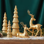 Christmas Reindeer Figurines Golden Deer Christmas Resin Decor Set, Rustic Small Reindeer Sculpture for Home Living Room Cabinet Table Office Christmas, Halloween Indoor/ outdoor Decorations, Perfect for Living Room, Study or House Of Avana