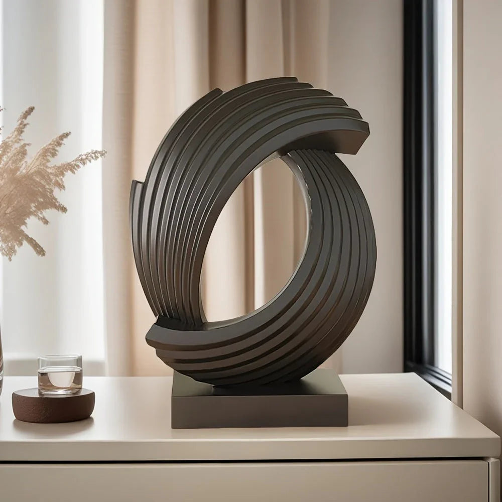 Modern Black Statue Living Room Decor, Abstract Art Table Decor Accents, Resin Sculptures Home Decorations for Table Bookshelf TV Stand Living Room Dining Room Office - House Of Avana