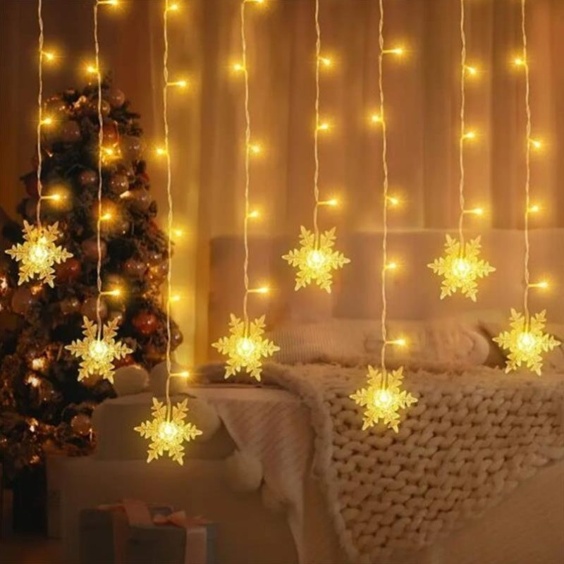 1pc 96LED Snowflake Lights, 8 Modes Twinkle Fairy Icicle String Light, USB Christmas Decorations Light, Perfect for Indoor Christmas & Easter Halloween Party Decorations, Perfect Gift for Christmas, Birthday, New Year, Usb Li House Of Avana