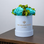 Basic Light Blue Suede Garden Box | Turquoise Roses The Million Roses