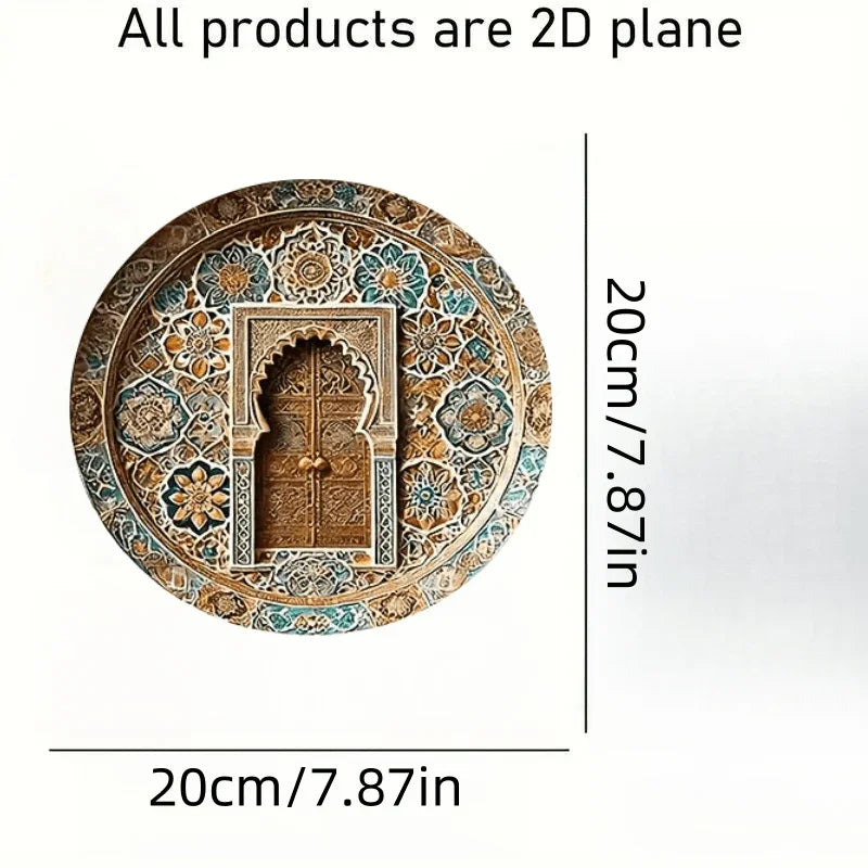Wooden Moroccan Door Decor - Turquoise Arab Archway