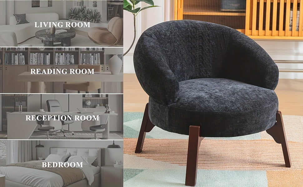 DYHOME 1pc Mid-Century Retro Modern Upholstered Lounge Chair Fabric Accent Chair Sturdy Wooden Frame Armchair, Living Room Bedroom Decoration House Of Avana