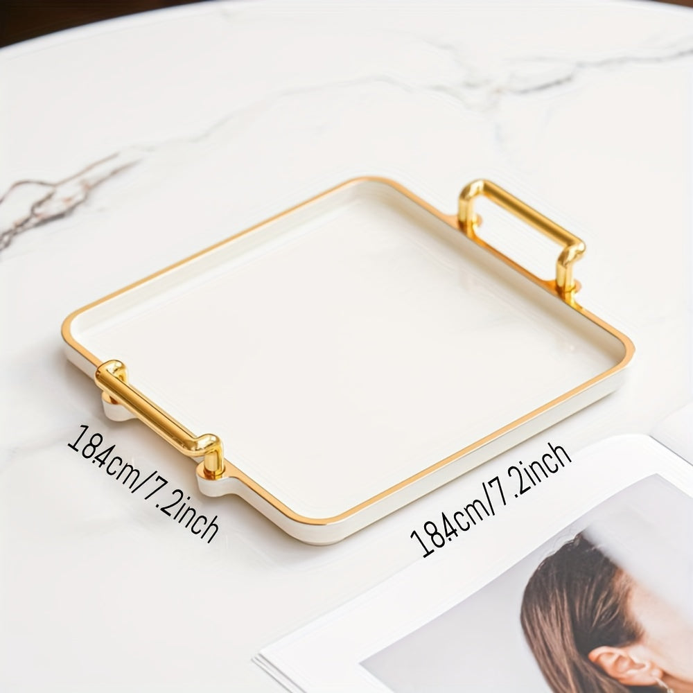 Serving Tray - Handles Ivory Golden