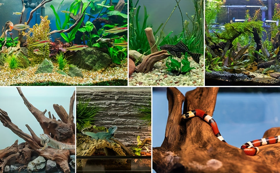 3pcs Natural Large Driftwood For Aquarium Decor, Sinking Wood Fish Tank Decor For Aquarium, Reptile Tank House Of Avana