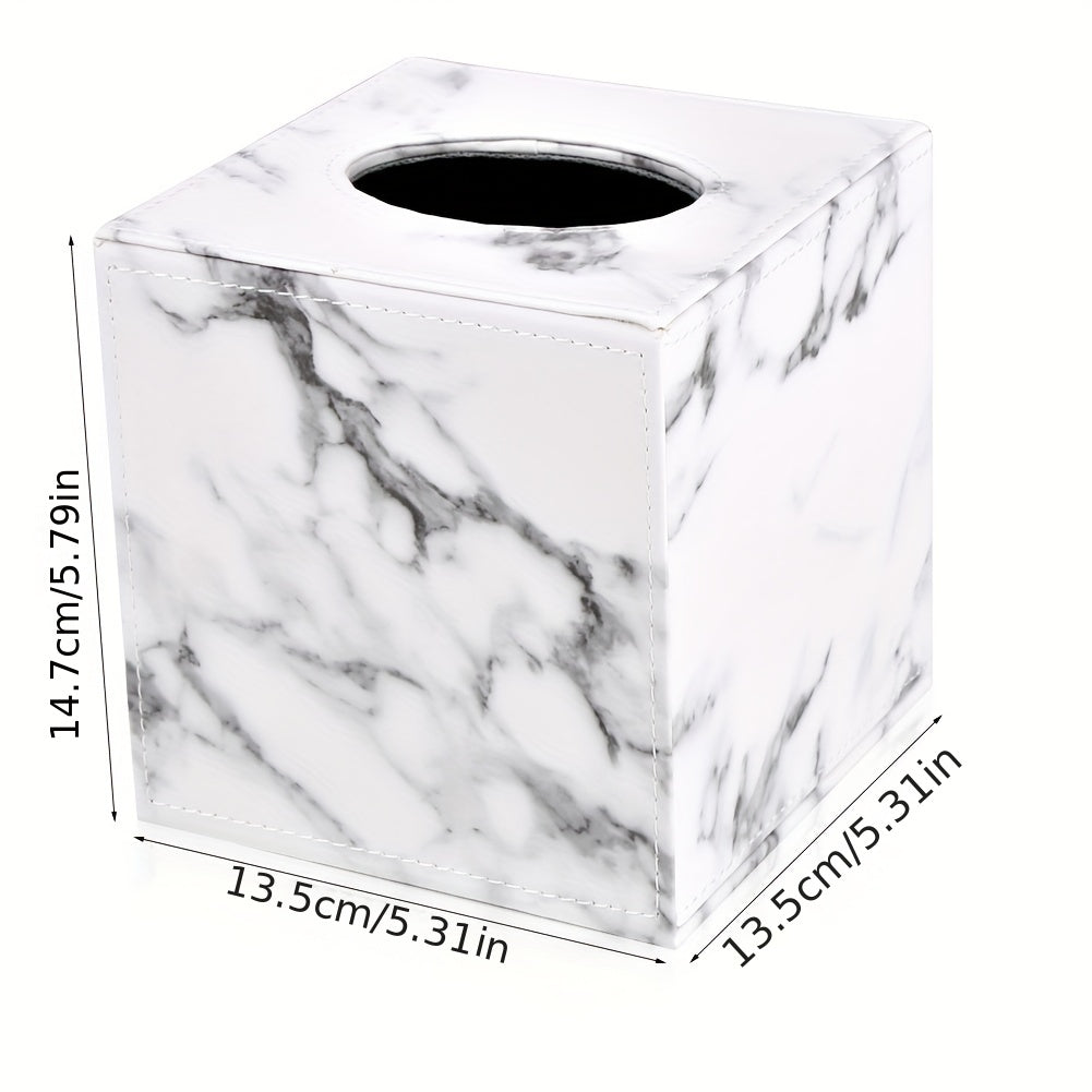 LADSTAG Elegant Marble Pattern PU Leather Tissue Box Holder - Square, Refillable Paper Napkin Dispenser for Home & Car, Perfect for Mother'S Day, Kitchen & Dining Decor House Of Avana