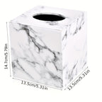LADSTAG Elegant Marble Pattern PU Leather Tissue Box Holder - Square, Refillable Paper Napkin Dispenser for Home & Car, Perfect for Mother'S Day, Kitchen & Dining Decor House Of Avana