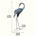 1pc Rustic Metal Garden Crane Statue Outdoor Decor, Standing Heron Sculpture Lawn Ornaments, Blue Bird Lake Yard Backyard Patio House of Avana