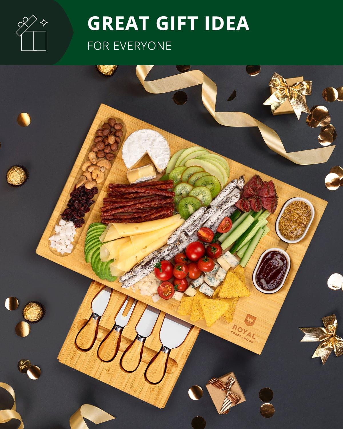 Cheese Board Set w/knives, 16.5“x11” Royal Craft Wood