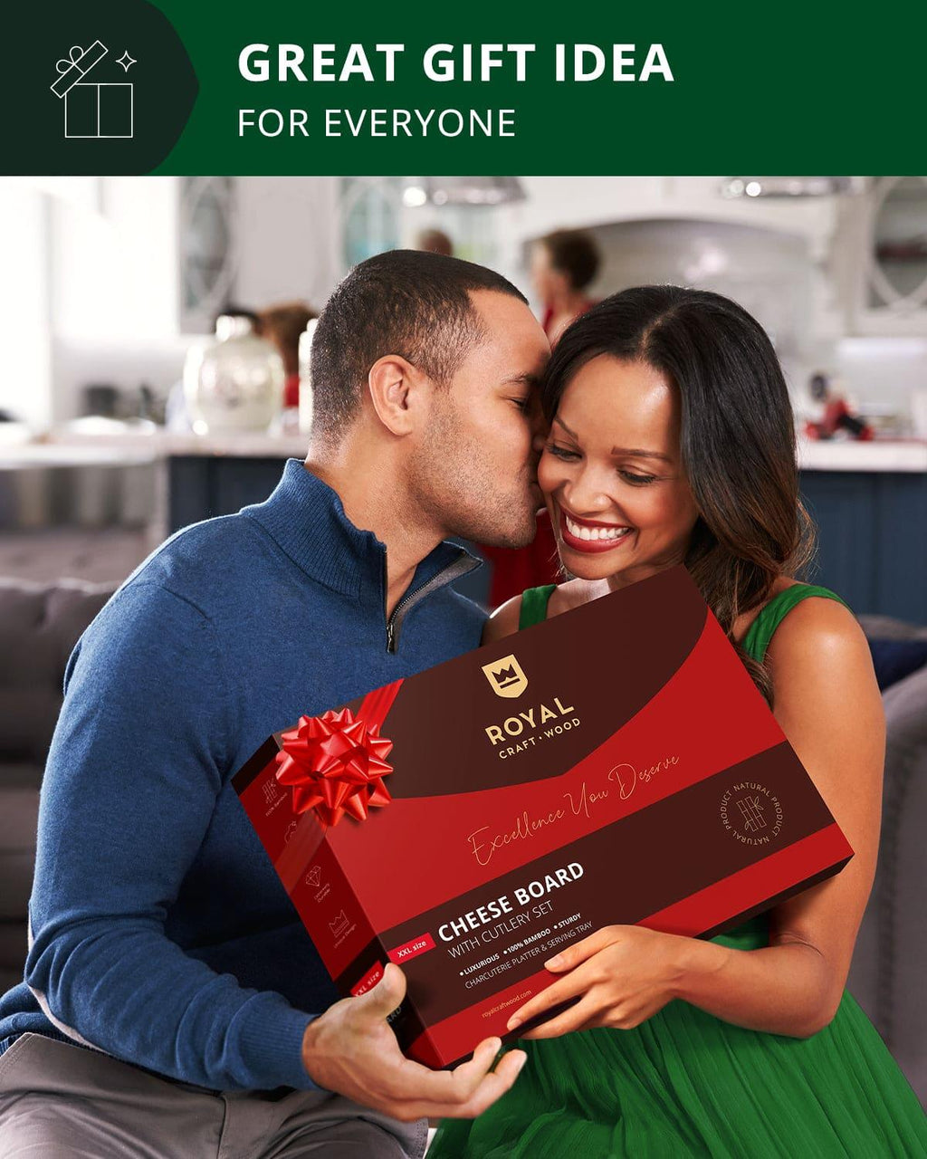 Cheese Board w/knives, 16.5"x11" Royal Craft Wood